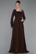 Long Brown Chiffon Evening Dress ABU6088