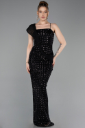 Long Black Scaly Prom Gown ABU6075