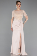 Long Beige Dantelle Evening Dress ABU6100