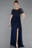 Long Navy Blue Dantelle Evening Dress ABU6100