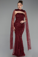 Long Burgundy Beaded Evening Dress ABU6104