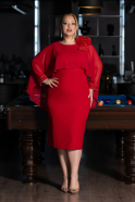 Midi Red Plus Size Party Dress ABK2383