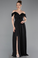 Long Black-Silver Evening Dress ABU6107