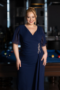 Midi Navy Blue Plus Size Cocktail Dress ABK2401