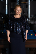 Midi Navy Blue Plus Size Evening Gown ABK2609