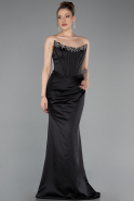 Long Black Satin Mermaid Evening Gown ABU6109