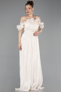 Long Beige Chiffon Prom Gown ABU6110