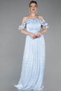 Long Light Blue Chiffon Prom Gown ABU6110