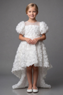 Front Short Back Long White Girl Dress ABO134