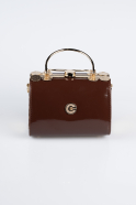 Brown Patent Leather Evening Bag KC170