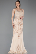 Long Gold Plus Size Engagement Dress ABU6132