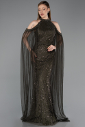 Long Olive Drab Beaded Evening Dress ABU6117