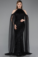 Long Black Beaded Evening Dress ABU6117