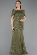 Long Olive Drab Dantelle Prom Gown ABU6119