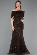 Long Dark Brown Dantelle Prom Gown ABU6119