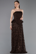 Long Brown Scaly Evening Dress ABU6124