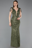 Olive Drab Long Beaded Evening Dress ABU5637
