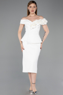 Midi White Party Dress ABK2615