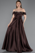 Brown Long Satin Evening Dress ABU5530