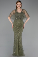 Olive Drab Long Beaded Evening Dress ABU5718