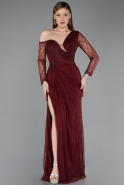 Burgundy Long Dantelle Evening Dress ABU5618
