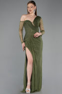 Olive Drab Long Dantelle Evening Dress ABU5618