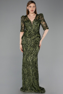Olive Drab Long Scaly Evening Dress ABU5621