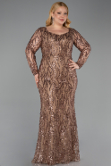 Long Copper Scaly Formal Plus Size Dress ABU5937