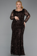 Brown Long Scaly Formal Plus Size Dress ABU5937