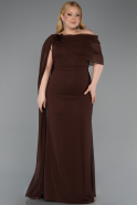 Brown Long Chiffon Plus Size Evening Dress ABU5419