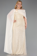 Gold Long Beaded Plus Size Evening Dress ABU5819