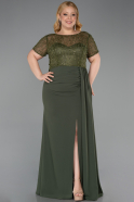 Long Olive Drab Dantelle Plus Size Evening Dress ABU6102