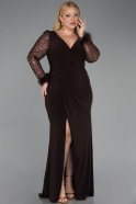 Brown Long Oversized Evening Dress ABU2976