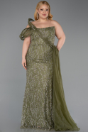 Long Olive Drab Plus Size Evening Dress ABU5844