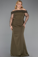 Long Olive Drab Formal Plus Size Dress ABU6103