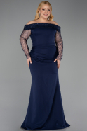 Long Navy Blue Formal Plus Size Dress ABU6103