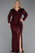 Long Burgundy Scaly Plus Size Evening Dress ABU6074