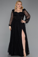 Long Black Dantelle Formal Plus Size Dress ABU6131