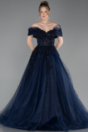 Navy Blue Long Plus Size Haute Couture Dress ABU3623