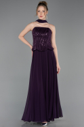 Long Purple Chiffon Evening Dress ABU6150