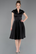 Midi Black Satin Cocktail Dress ABK2626