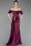 Plum Long Satin Mermaid Evening Gown ABU5765