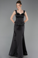 Long Black Satin Mermaid Prom Dress ABU6155