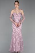 Long Powder Color Laced Evening Dress ABU6159
