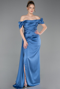 Long Indigo Satin Engagement Dress ABU1606
