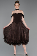 Midi Brown Chiffon Cocktail Dress ABK2619