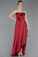 Long Burgundy Satin Prom Gown ABU6130