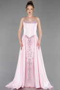 Long Powder Color Beaded Evening Dress ABU6125