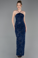Navy Blue Long Scaly Evening Dress ABU5713