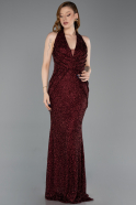 Long Burgundy Beaded Mermaid Prom Dress ABU6165